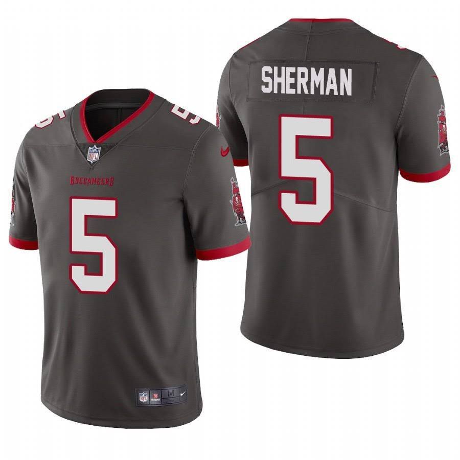 Men Tampa Bay Buccaneers #5 Richard Sherman Nike Pewter Alternate Vapor Limited NFL Jersey->tampa bay buccaneers->NFL Jersey